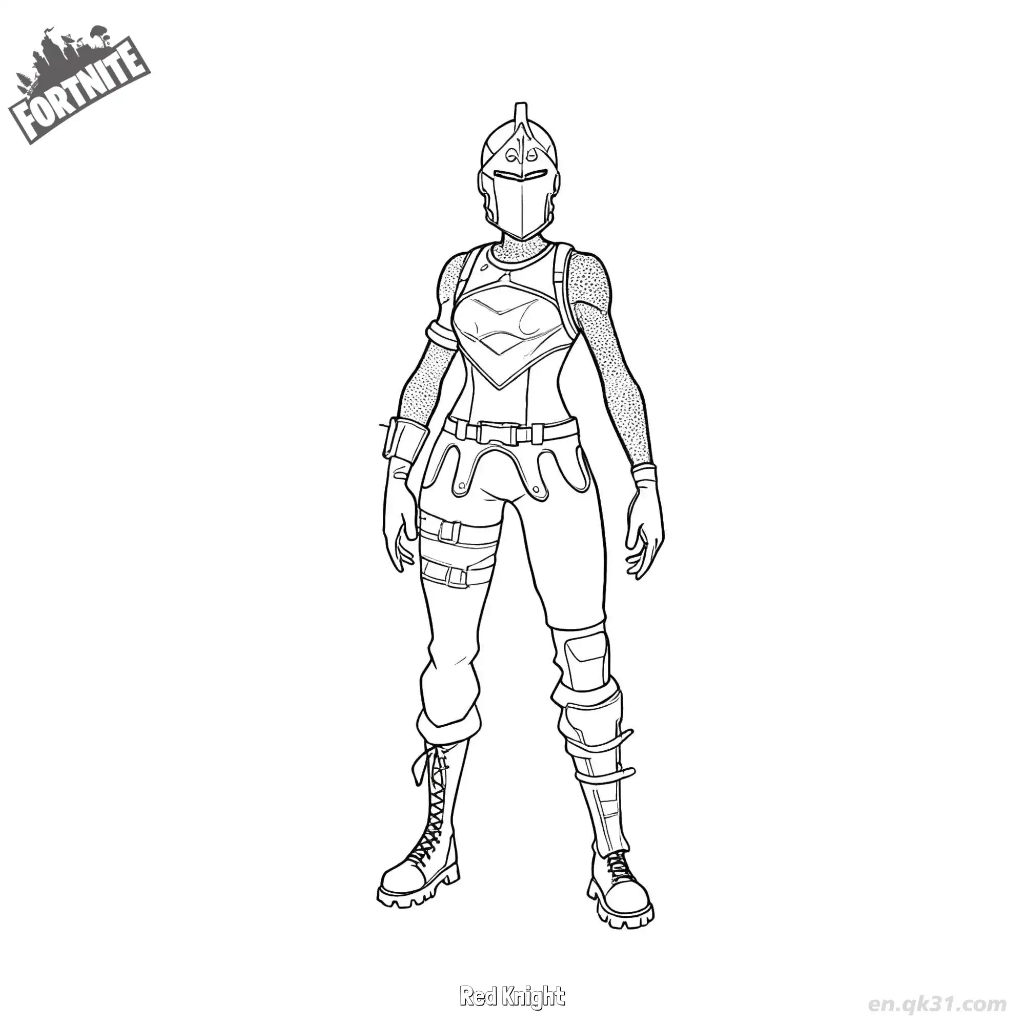 免费 红骑士 02简笔画 素描 涂鸦 - 免费可打印堡垒之夜 下载PDF 简笔画涂色页